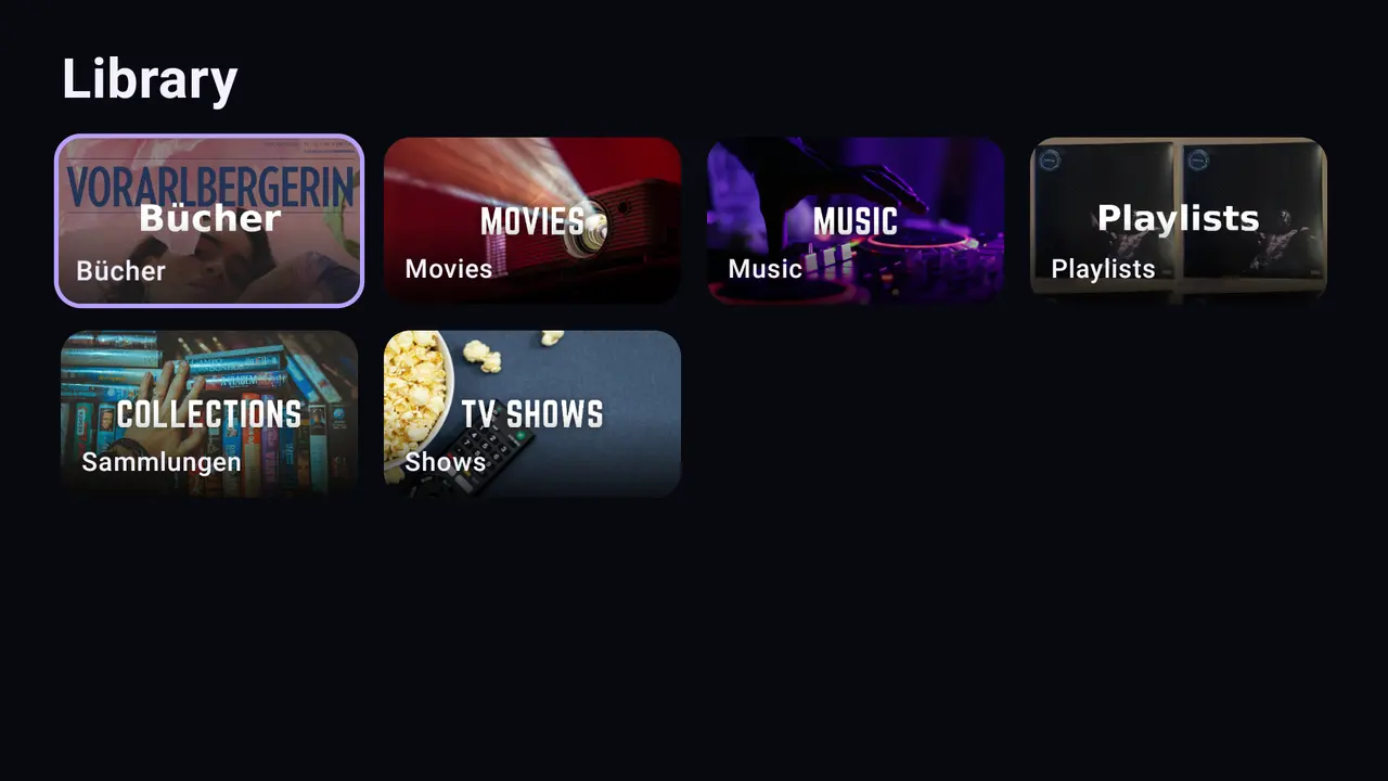 Jellystack Android TV library overview