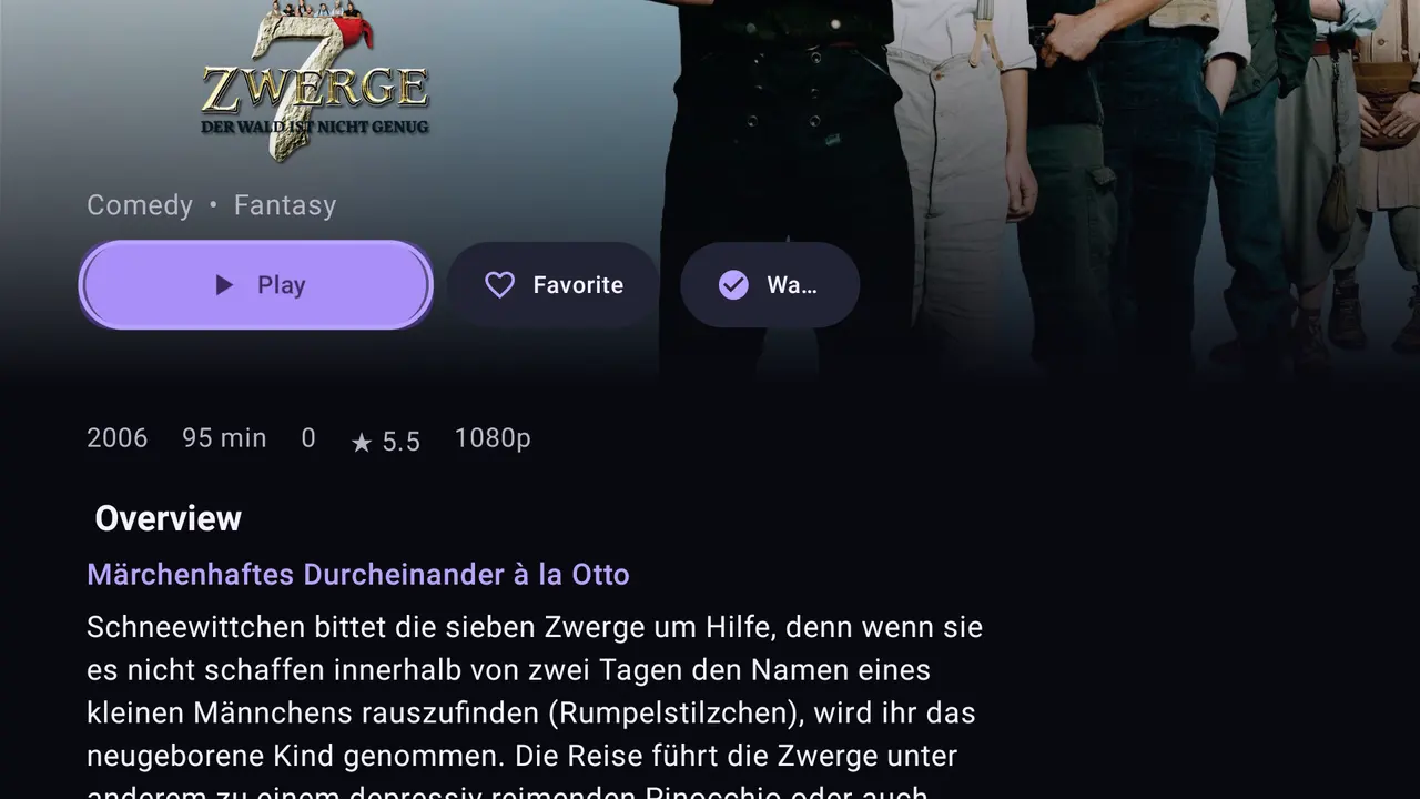 Jellystack Android TV cinematic media detail screen